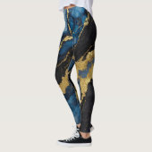 Blauw marmeren patroon met goud leggings (Links)