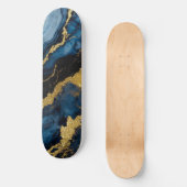 Blauw marmeren patroon met goud persoonlijk skateboard (Voorkant)