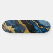 Blauw marmeren patroon met goud persoonlijk skateboard (Horizontaal)