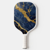 Blauw marmeren patroon met goud pickleball paddle (Achterkant)