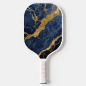 Blauw marmeren patroon met goud pickleball paddle (Voorkant)