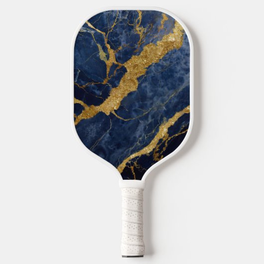 Blauw marmeren patroon met goud pickleball paddle (Voorkant)