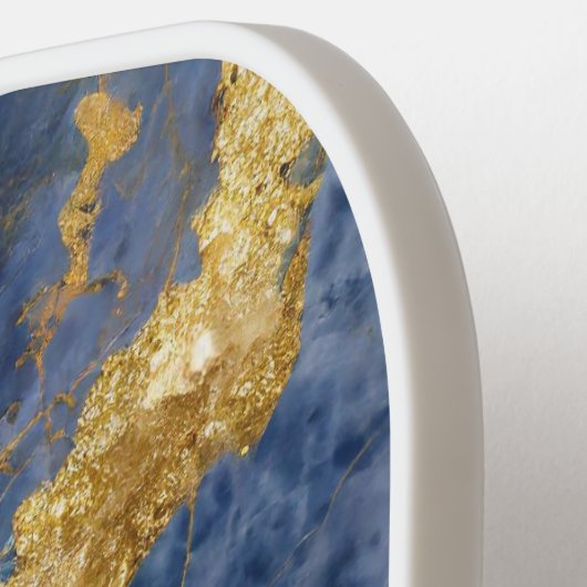 Blauw marmeren patroon met goud pickleball paddle (Links Detail)