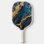 Blauw marmeren patroon met goud pickleball paddle (Voorkant)