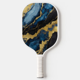 Blauw marmeren patroon met goud pickleball paddle