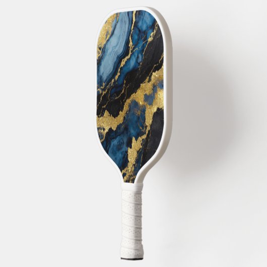Blauw marmeren patroon met goud pickleball paddle (Links)