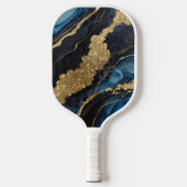 Blauw marmeren patroon met goud pickleball paddle (Voorkant)