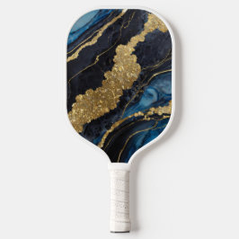 Blauw marmeren patroon met goud pickleball paddle