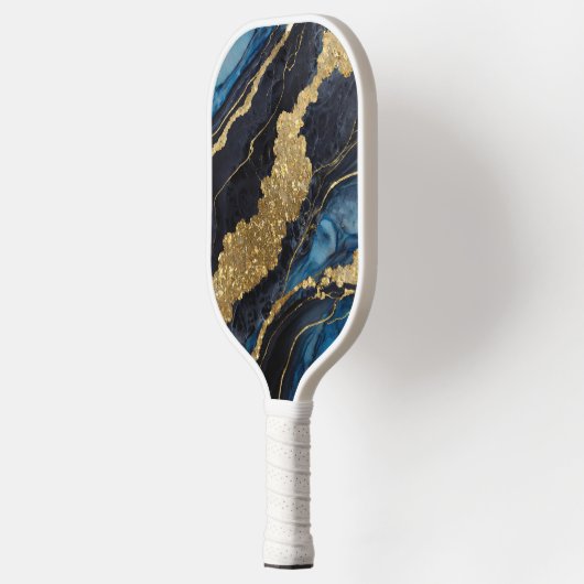 Blauw marmeren patroon met goud pickleball paddle (Links)