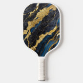 Blauw marmeren patroon met goud pickleball paddle (Voorkant)