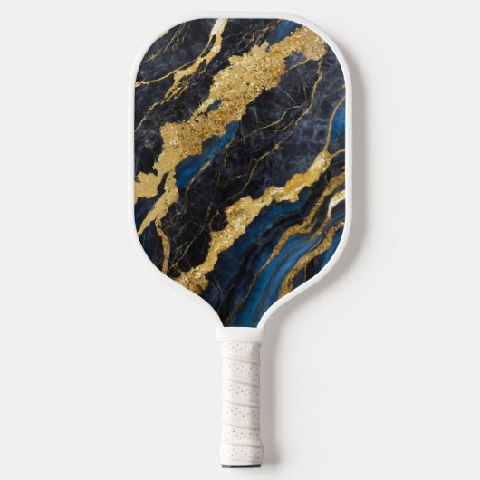 Blauw marmeren patroon met goud pickleball paddle (Voorkant)