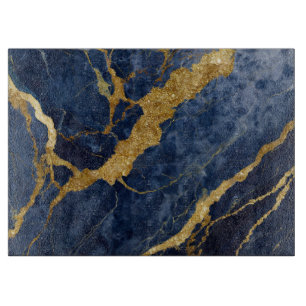 Blauw marmeren patroon met goud snijplank