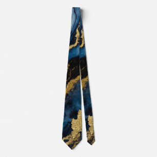 Blauw marmeren patroon met goud stropdas