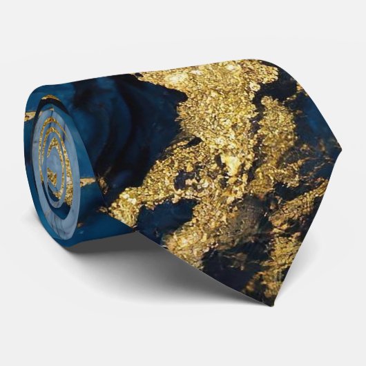 Blauw marmeren patroon met goud stropdas (Opgerold)