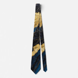Blauw marmeren patroon met goud stropdas
