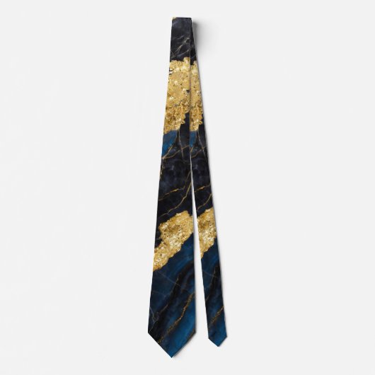 Blauw marmeren patroon met goud stropdas (Voorkant)