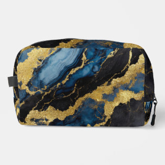Blauw marmeren patroon met goud toilettasje