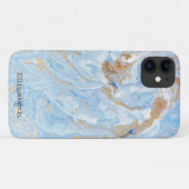 Blauw marmeren steen textuur goud glitters Case-Mate iPhone case (Achterkant (horizontaal))