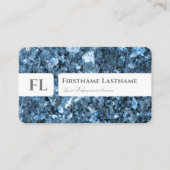 Blauw marmeren structuur monogram interieur ontwer visitekaartje (Voorkant)