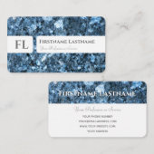 Blauw marmeren structuur monogram interieur ontwer visitekaartje (Voorkant / Achterkant)