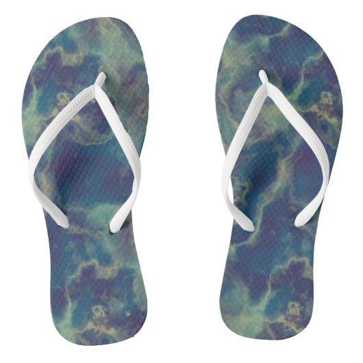 Blauw Marmeren Swirl Abstract Teenslippers (Voetbed)