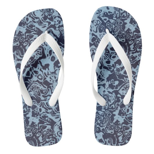 Blauw Marmeren Swirl Abstract Teenslippers (Voetbed)