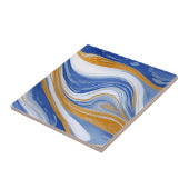 Blauw Marmeren Tegel - Blauw en Wit Marmergolven Tegeltje (Zijkant)