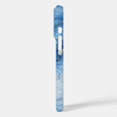Blauw marmeren waterverfpatroon met gouden aders Case-Mate iPhone case (Achterkant / Links)