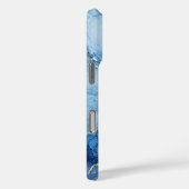 Blauw marmeren waterverfpatroon met gouden aders Case-Mate iPhone case (Achterkant / Rechts)