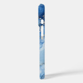 Blauw marmeren waterverfpatroon met gouden aders Case-Mate iPhone case (Achterkant / Links)