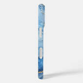 Blauw marmeren waterverfpatroon met gouden aders Case-Mate iPhone case (Achterkant / Rechts)