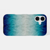 Blauw marmergradiëntontwerp gereflecteerd iPhone 16 hoesje (Achterkant horizontaal)