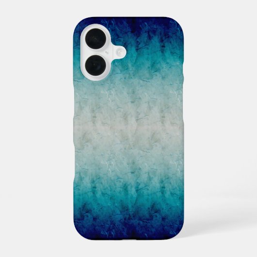 Blauw marmergradiëntontwerp gereflecteerd iPhone 16 hoesje (Achterkant)