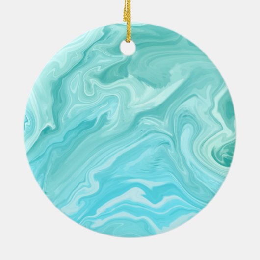 Blauw marmerpatroon keramisch ornament (Achterkant)