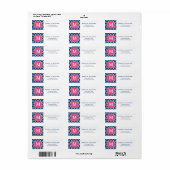 Blauw Marokkaans Lattice Roze Monogram Lijst Etiket (Full Sheet)