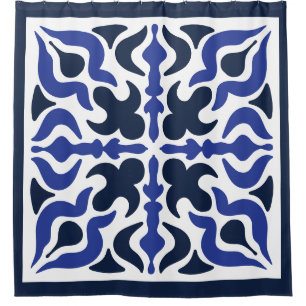 Blauw Marokkaans patroon Douchegordijn