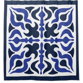 Blauw Marokkaans patroon Douchegordijn