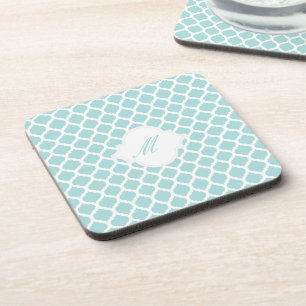 Blauw Marokkaans patroon met Monogram Cork-Onderze Onderzetter