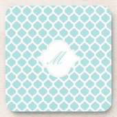 Blauw Marokkaans patroon met Monogram Cork-Onderze Onderzetter (Voorkant)