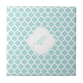 Blauw Marokkaans patroon met monogram Tile Trivet Tegeltje (Voorkant)