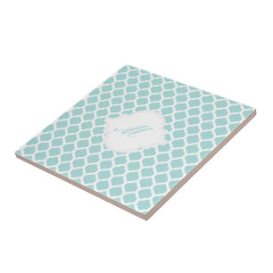 Blauw Marokkaans patroon met monogram Tile Trivet Tegeltje