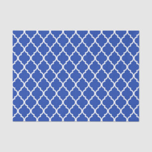 Blauw Marokkaans Quatrefoil Lattice Patroon Tissuepapier