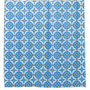 Blauw Marokkaans Tegel Pattern Boho Douchegordijn
