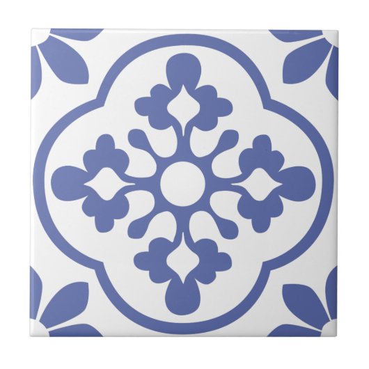 Blauw Marokkaans tegel Tegeltje (Voorkant)