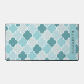 Blauw Marokkaans Trellis, Quatrefoil, Jouw naam Bureaumat (Voorkant)