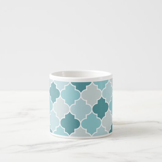 Blauw Marokkaans Trellis, Quatrefoil, Jouw naam Espresso Kop (Voorkant)