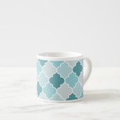 Blauw Marokkaans Trellis, Quatrefoil, Jouw naam Espresso Kop (Voorkant rechts)