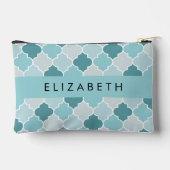 Blauw Marokkaans Trellis, Quatrefoil, Jouw naam Etui (Achterkant)