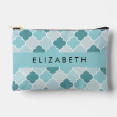 Blauw Marokkaans Trellis, Quatrefoil, Jouw naam Etui (Voorkant)