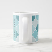 Blauw Marokkaans Trellis, Quatrefoil, Jouw naam Grote Koffiekop (Achterkant)